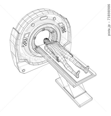 MRI machine scanning patient inside. Vector MRI machine scanning patient inside. Vector 73898986