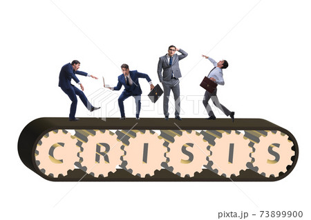 Concept of conveyor belt with the crisis and businessman Concept of conveyor belt with the crisis and businessman 73899900