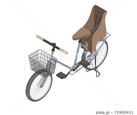 Isometric illust_Child-carrying bicycle 2 Isometric illust_Child-carrying bicycle 2 73900431