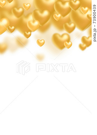バレンタイン背景素材 大小金色の立体ハートが上に泡のように湧き上がるイメージ 縦 背景白 他色有り バレンタイン背景素材 大小金色の立体ハートが上に泡のように湧き上がるイメージ 縦 背景白 他色有り 73900439