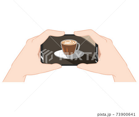 スマホ　カフェ　撮影　線無し 73900641