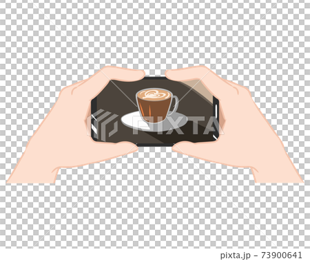 スマホ　カフェ　撮影　線無し 73900641