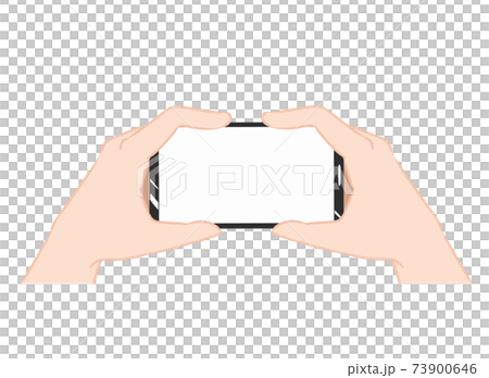 スマホ　両手持ち　横画面　線無し 73900646