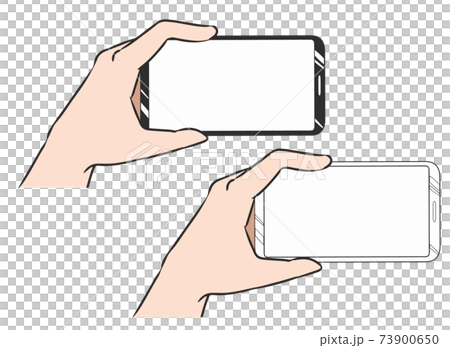 スマホを持つ 横画面のイラスト素材