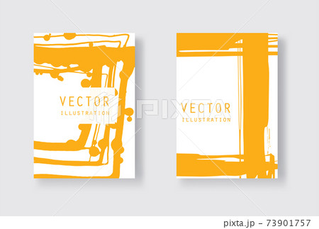 Yellow ink brush stroke on white background. Japanese style. Yellow ink brush stroke on white background. Japanese style. 73901757