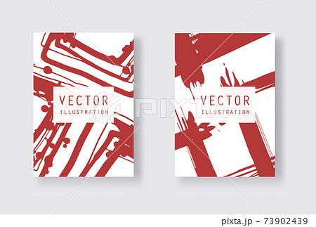 Red ink brush stroke on white background. Japanese style. 73902439