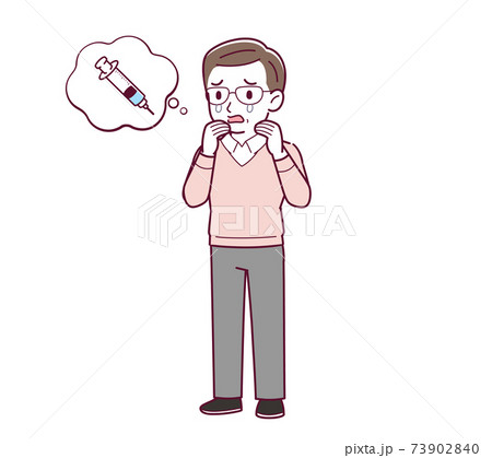 Elderly man in red sweater_B3_vaccine_sad01.eps 73902840