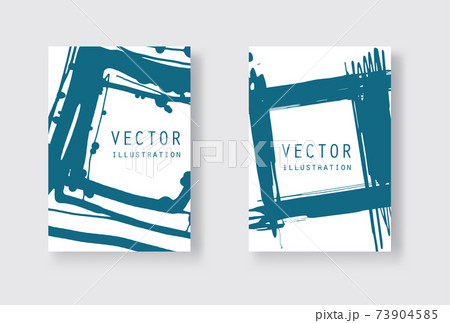 Blue ink brush stroke on white background. Japanese style. 73904585