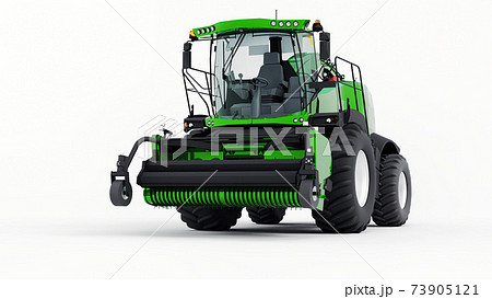 Green modern combine on a white background. 3d rendering. 73905121
