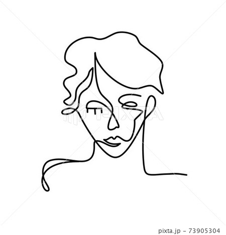 Continuous line drawing of woman's face. Continuous line drawing of woman's face. 73905304