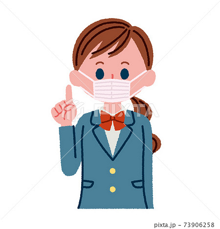 マスクをつけている女子高校生のイラスト素材のイラスト素材