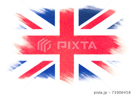 British UK flag in rustic style painted on a white background (oil painting effect) 73906458