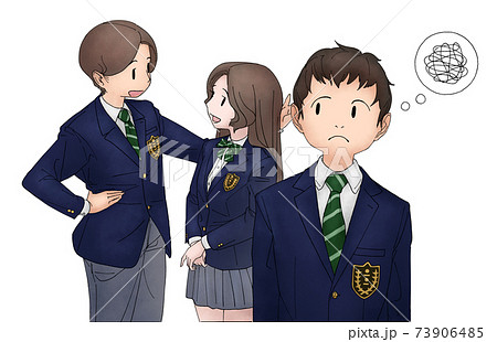 好きな子が他の学生と話す事に嫉妬する男子学生1のイラスト素材 73906485 Pixta