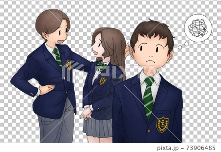 好きな子が他の学生と話す事に嫉妬する男子学生1のイラスト素材