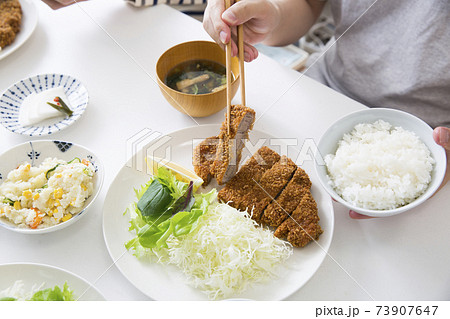 食事 とんかつ 和食の家庭料理 食事 とんかつ 和食の家庭料理 73907647