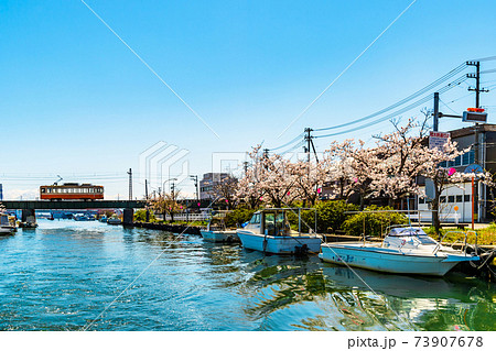 富山県・日本のベニス・春の新湊内川 富山県・日本のベニス・春の新湊内川 73907678