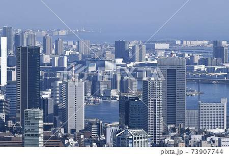 日本の東京都市景観　晴海フラッグなどを望む 73907744