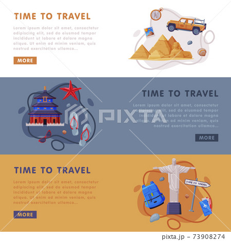 Travel or Tourism Website Landing Page with City Landmarks and Journey Attribute Vector Template Set Travel or Tourism Website Landing Page with City Landmarks and Journey Attribute Vector Template Set 73908274