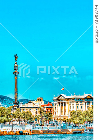 Panorama on Barcelona Seaport .Barcelona. Spain. Panorama on Barcelona Seaport .Barcelona. Spain. 73908744