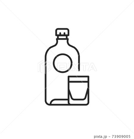 Moonshine bottle and glass color line icon. Alcoholic beverages. 73909005