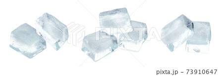 Fying Ice cubes isolated on white background Fying Ice cubes isolated on white background 73910647