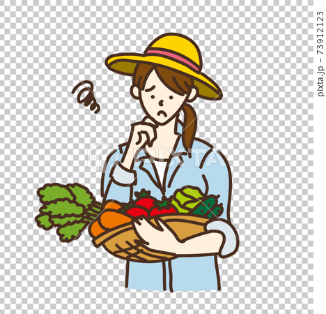 農業女子 農家 農業 野菜を持つ女性のイラスト ポーズ バリエーションのイラスト素材