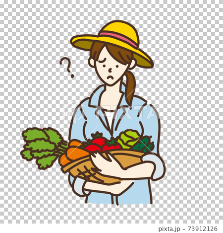 農業女子 農家 農業 野菜を持つ女性のイラスト ポーズ バリエーションのイラスト素材