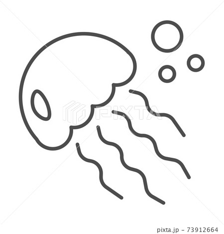 Jellyfish thin line icon, ocean concept, medusa sign on white background, sea jelly icon in outline style for mobile concept and web design. Vector graphics. 73912664