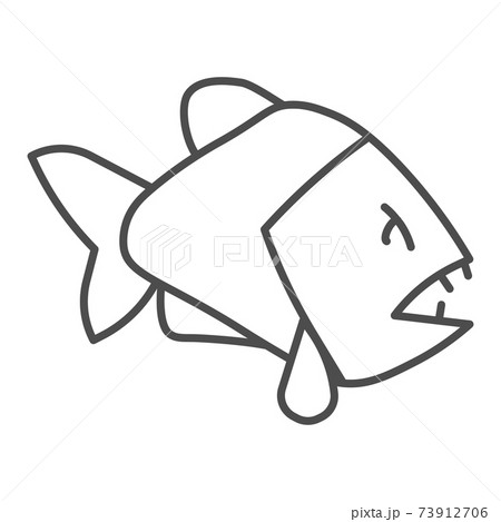 Piranha Thin Line Icon Ocean Concept のイラスト素材 Piranha Thin Line Icon Ocean Concept のイラスト素材