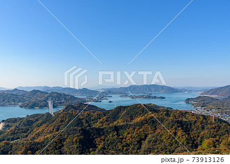 瀬戸内海の風景(高見山展望台、因島方面) 瀬戸内海の風景(高見山展望台、因島方面) 73913126
