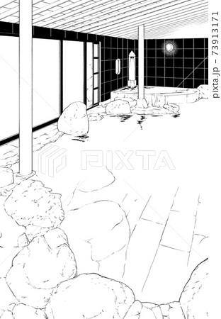 漫画風ペン画イラスト 店舗 温泉のイラスト素材 漫画風ペン画イラスト 店舗 温泉のイラスト素材