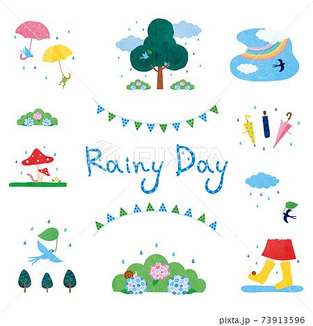 素材集-rainy dayテクのイラスト素材 [73913596] - PIXTA