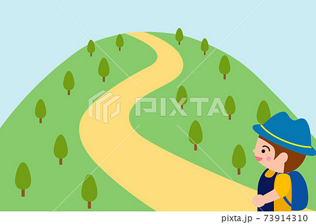 山を登る子供のイラスト素材