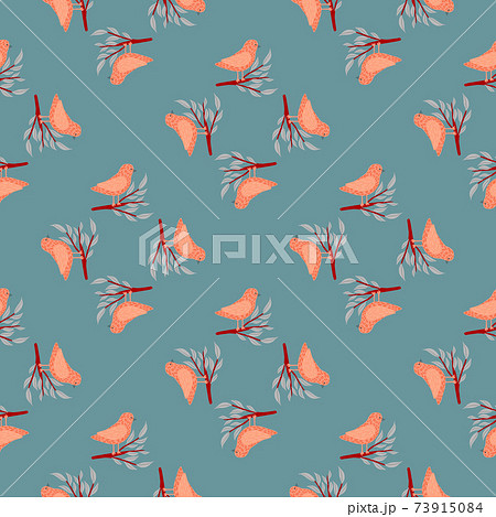 Geometric Bird Seamless Pattern In Hand Drawn のイラスト素材