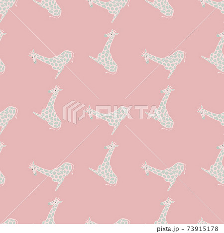 Pastel tones seamless pattern with hand drawn grey giraffe silhouettes. Pink light background. Pastel tones seamless pattern with hand drawn grey giraffe silhouettes. Pink light background. 73915178