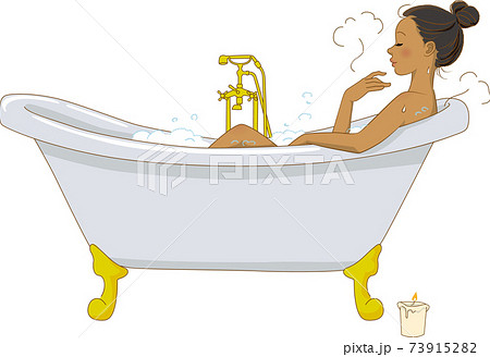 入浴 風呂 黒人女性のイラスト ベクターのイラスト素材