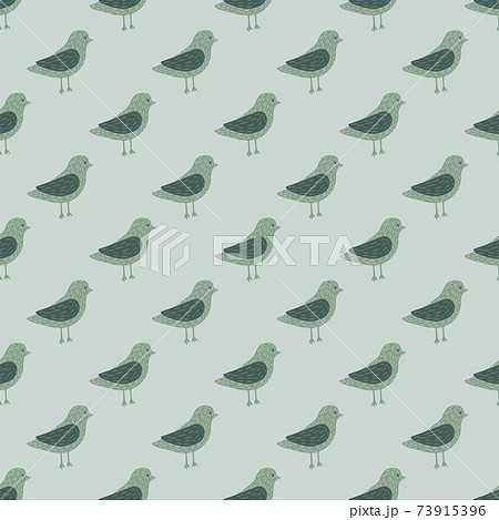 Pastel palette seamless pattern with pale green simple dove birds shapes. Blue light background. 73915396