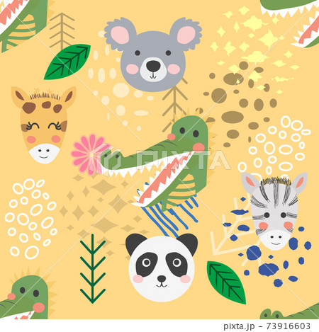 forest animal seamless pattern. hand drawn illustration 73916603