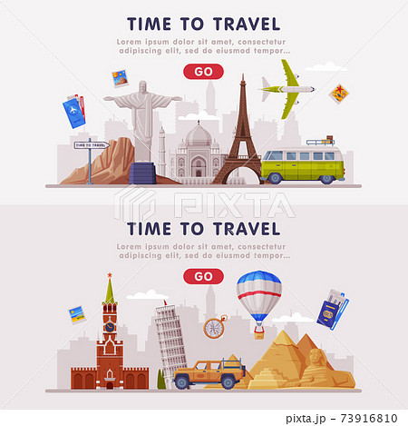 Travel or Tourism Website Landing Page with City Landmarks Vector Template Set Travel or Tourism Website Landing Page with City Landmarks Vector Template Set 73916810