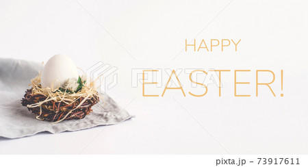 Light Easter background with an egg in the nest. 73917611