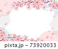 桜、ソメイヨシノの可愛い手書きタッチイラストレフーム。ロゴ入りバナー 73920033
