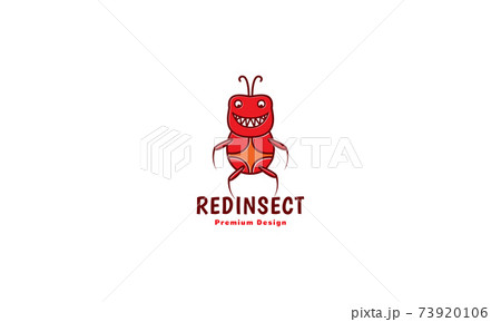 red insect monster happy cartoon logo symbol icon vector graphic design illustration 73920106
