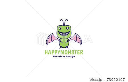 cute monster green dragon happy cartoon logo symbol icon vector graphic design illustration 73920107