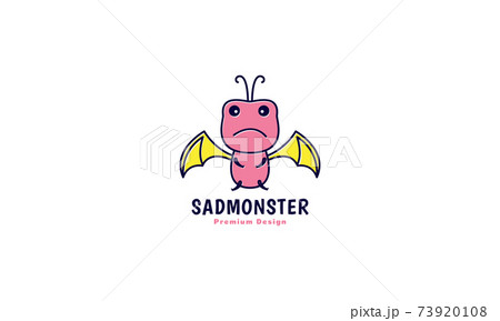 sad monster pink cartoon logo symbol icon vector graphic design illustration 73920108