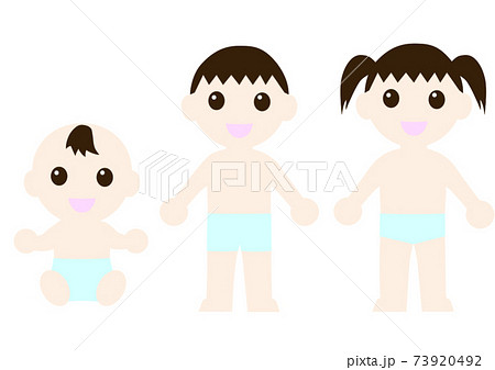 笑っている下着姿の子供のイラスト素材