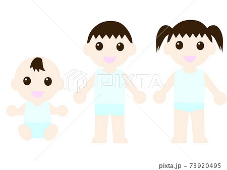 笑っている下着姿の子供のイラスト素材