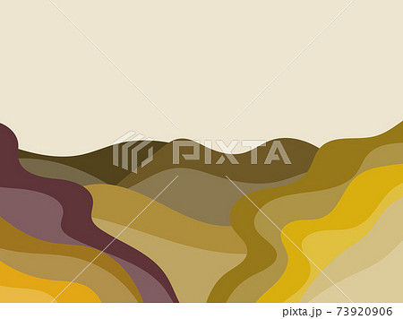 Natural landscape in a minimalistic style. Plains and mountains, fields and meadows. Typographic boho decor for prints, posters and interior design. Mid Century modern decor. Vector illustration 73920906
