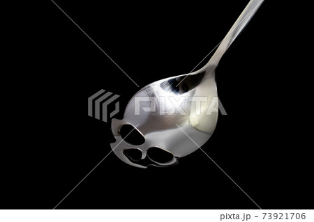 Metal spoon for sugar in the shape of skull Metal spoon for sugar in the shape of skull 73921706