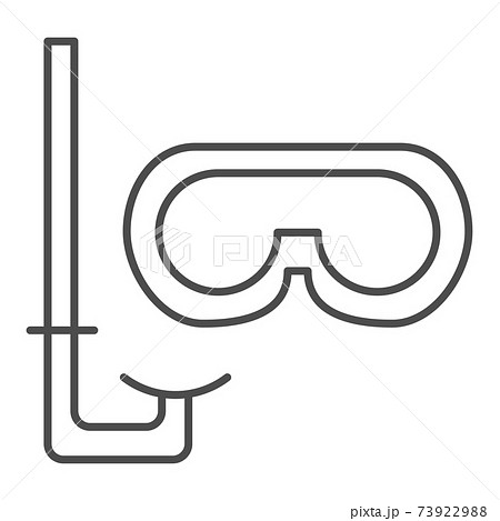 Snorkeling equipment thin line icon, Summer concept, swimming equipment sign on white background, Diving tube and mask icon in outline style for mobile concept and web design. Vector graphics. 73922988