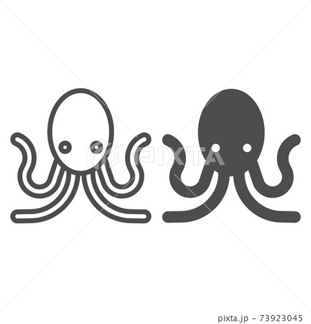 Octopus line and solid icon, aquatic animals... - Stock Illustration  [73923045] - PIXTA